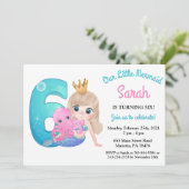 水彩人魚6th誕生日パーティーの招待状 招待状 (スタンド正面)