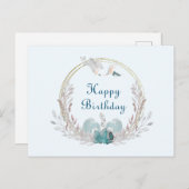 水彩人魚&リース誕生日葉書 ポストカード (正面/裏面)