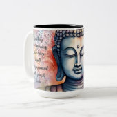 水彩仏陀顔とマンダラバックグラウンド ツートーンマグカップ (正面左)