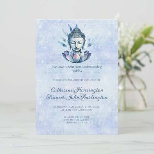 水彩仏頭仏教式結婚式 招待状 (スタンド正面)