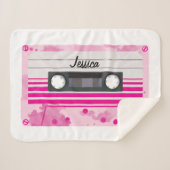 水彩付きパーソナライズされたピンクカセットテープ シェルパブランケット (正面(横))