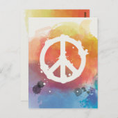水彩付きピースサイン ポストカード (正面/裏面)