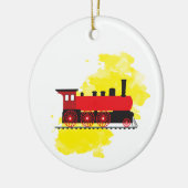 水彩付き蒸気列車の背景デザイン セラミックオーナメント (左)