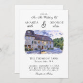 水彩会場ウェディング招待状 招待状 (正面/裏面)