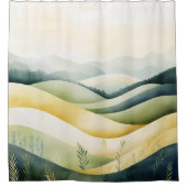 水彩伝統日本風景 シャワーカーテン (正面)