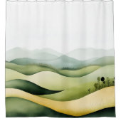 水彩伝統的横向日本のき シャワーカーテン (正面)