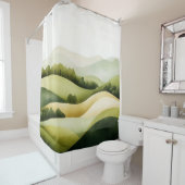 水彩伝統的横向日本のき シャワーカーテン (インサイチュ)