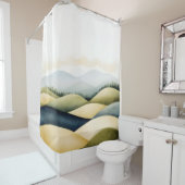 水彩伝統的横向日本のき シャワーカーテン (インサイチュ)