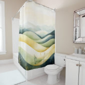 水彩伝統的横向日本のき シャワーカーテン (インサイチュ)