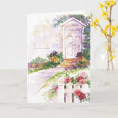 水彩住宅ドアのカスタマイズ可能なカード カード (黄色い花)