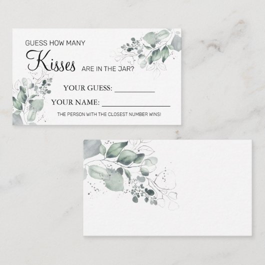 水彩何枚のキスブライダルシャワー プレイスカード (正面/裏面)