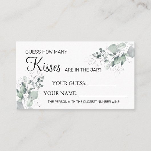 水彩何枚のキスブライダルシャワー プレイスカード (正面)