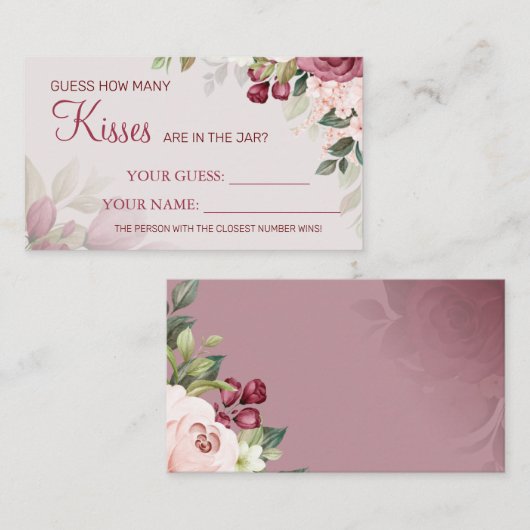 水彩何枚のキスブライダルシャワー プレイスカード (正面/裏面)