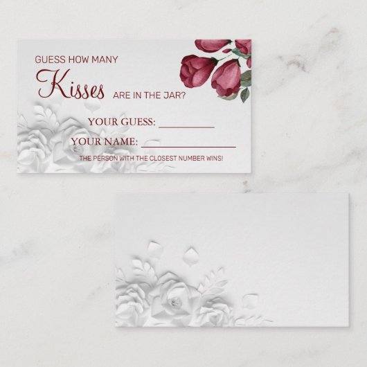 水彩何枚のキスブライダルシャワー プレイスカード (正面/裏面)