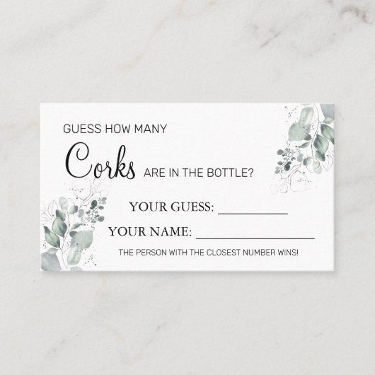 水彩何枚のコルクブライダルシャワーカードゲーム プレイスカード (正面)