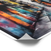 水彩作品アーバングラフィティ通りアート ポスター (角)