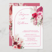 水彩保モダン保エレガントフローラ結婚ズ 招待状 (正面/裏面)