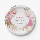 水彩保モダン保フローラ配置 ペーパープレート (正面)