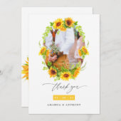 水彩保保ひまわり結婚の写真 サンキューカード (正面/裏面)