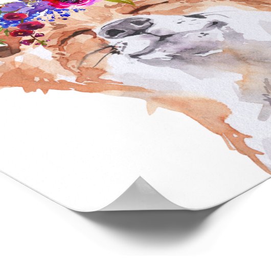 水彩保保キツネフローラフラワークラウン ポスター (角)