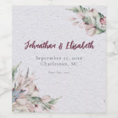 水彩保保フローラと植物学結婚の ワインラベル (シングルラベル)