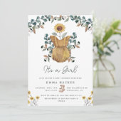 水彩保保フローラベビーガールシャワー招待状 招待状 (スタンド正面)