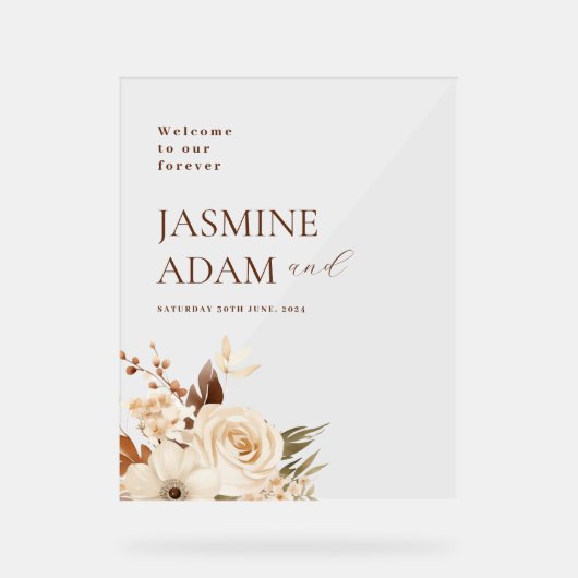 水彩保保フローラ秋結婚の歓迎 アクリルサイン (正面)