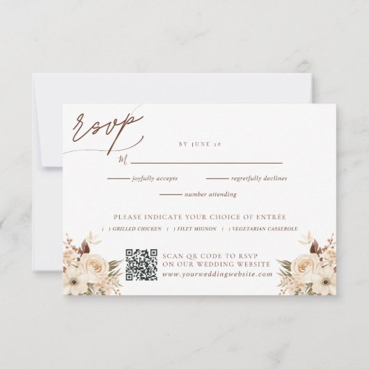 水彩保保フローラ秋結婚の 出欠カード (裏面)