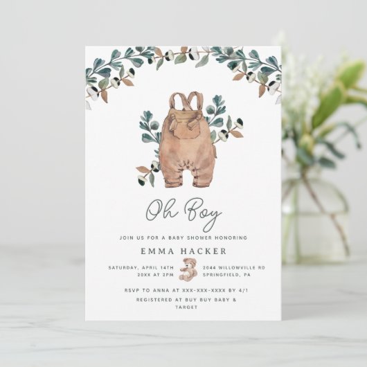 水彩保保男の赤ちゃんシャワー招待状 招待状 (スタンド正面)