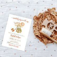 水彩保保男の赤ちゃんシャワー招待状