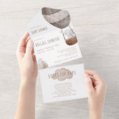 水彩保温風船ベビーシャワー オールインワン招待状 (貼ってはがせる)