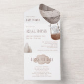 水彩保温風船ベビーシャワー オールインワン招待状 (内側)