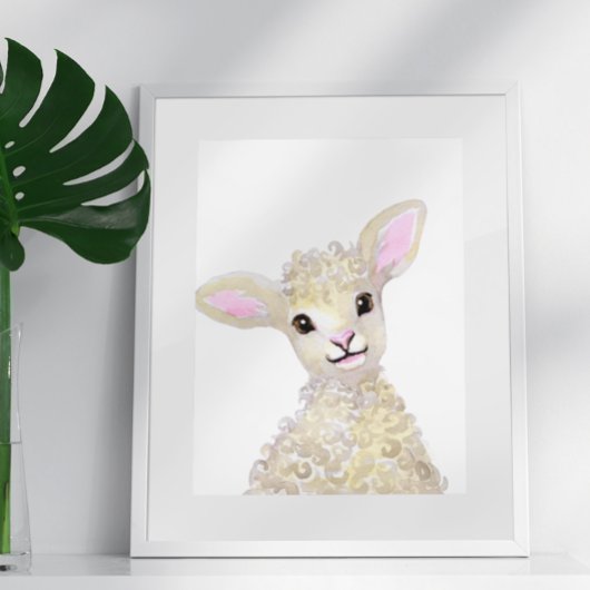 水彩保育園森林農場赤ちゃん羊 ポスター