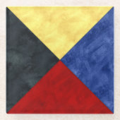 水彩信号航海の海上国旗 ガラスコースター (正面)