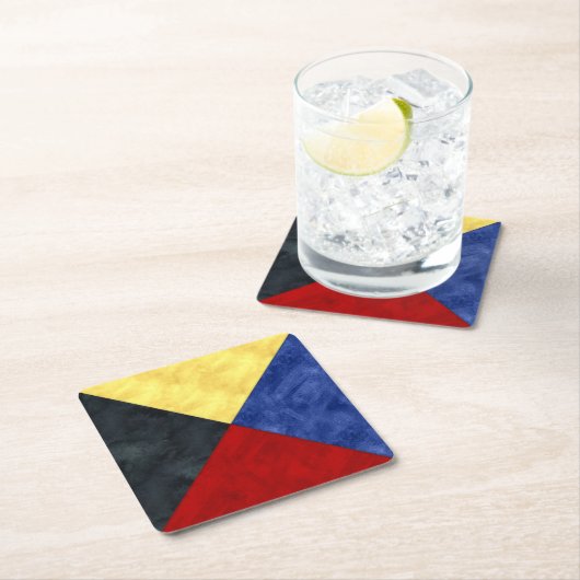 水彩信号航海の海上国旗 スクエアペーパーコースター (インサイチュ)