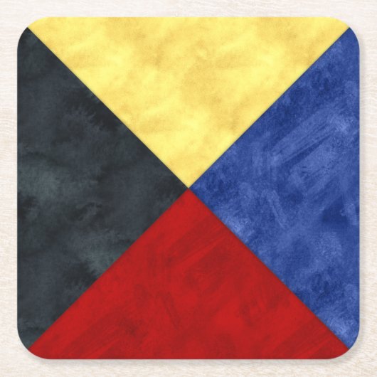 水彩信号航海の海上国旗 スクエアペーパーコースター (正面)