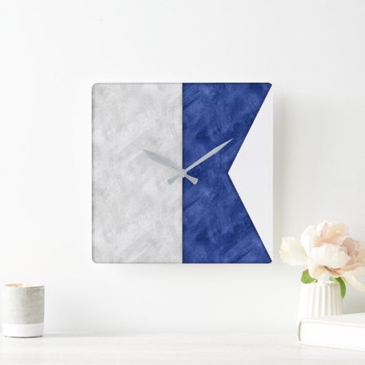 水彩信号航海の海上国旗 スクエア壁時計 (ホーム)