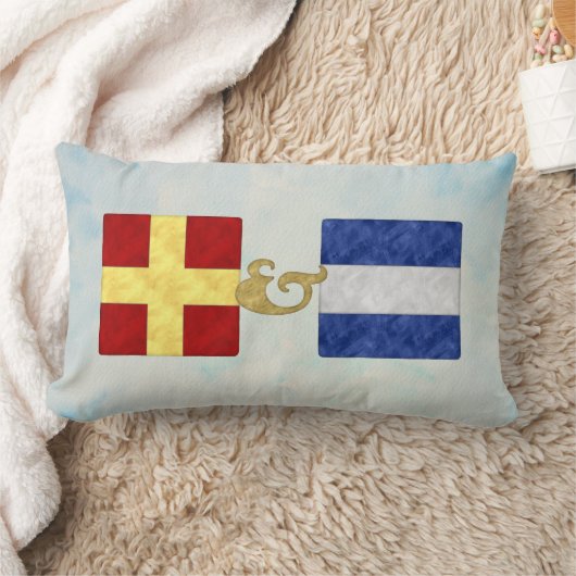 水彩信号航海の海上国旗 | NB API ランバークッション (ブランケット)