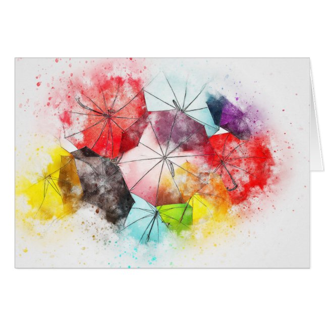 水彩傘の抽象芸術模様 (正面横)