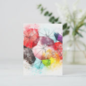 水彩傘の抽象芸術模様 ポストカード (スタンド正面)