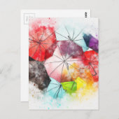 水彩傘の抽象芸術模様 ポストカード (正面/裏面)