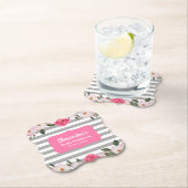 水彩優しいピンクの白いバラ赤ちゃんシャワー ペーパーコースター (インサイチュ)