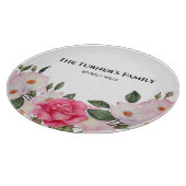 水彩優しいピンクホワイトローズイラストレーション カッティングボード (角)