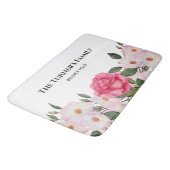 水彩優しいピンクホワイトローズイラストレーション バスマット (アングル)