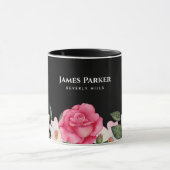 水彩優しいピンクホワイトローズイラストレーション マグカップ (中央)