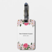 水彩優しいピンクホワイトローズイラストレーション ラゲッジタグ (裏面縦)