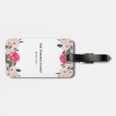 水彩優しいピンクホワイトローズイラストレーション ラゲッジタグ (裏面横)