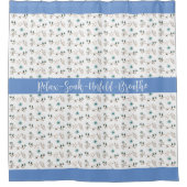 水彩優しいブルーフローラシャワーカーテン シャワーカーテン (正面)