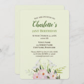 水彩優しい白カラ誕生日招待状 招待状 (正面/裏面)