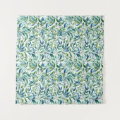 水彩優しい葉植物模様 タペストリー (正面)